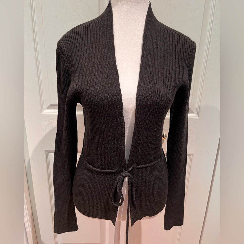 Chocolate Brown Open-Front Sweater